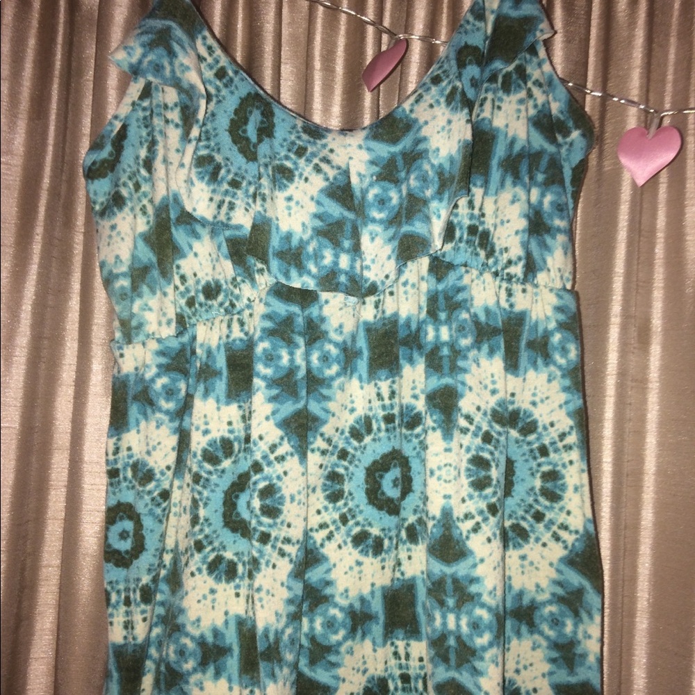 Tie dye ruffled too tank top